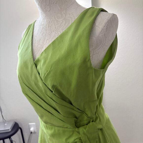 J Peterman Spring Silk blend V-neck sleeveless wrap Midi Dress Party Wedding - Picture 2 of 10